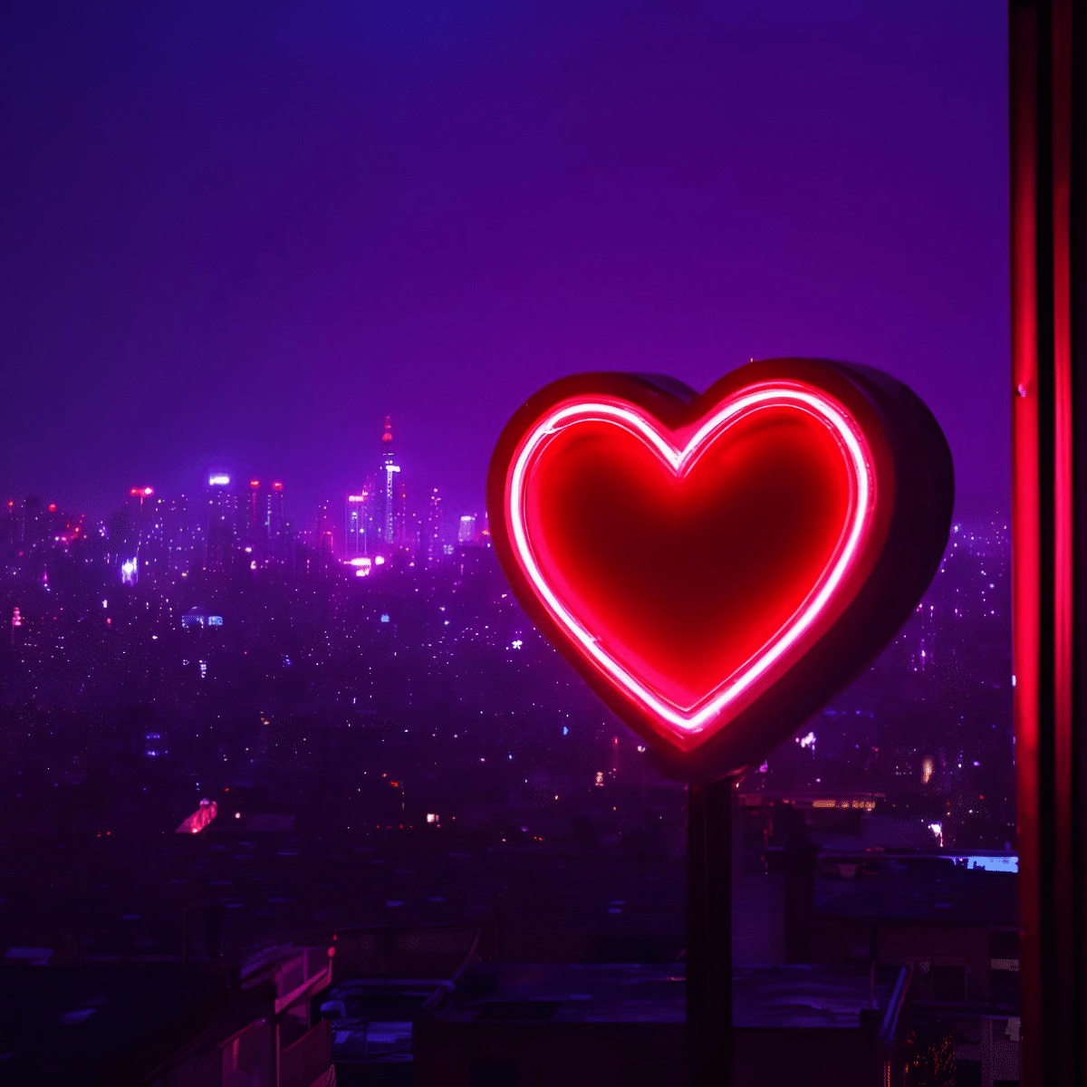 Neon heart sign